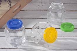 Słoik szklany z plastikową zakrętką 0.5 L mix kolorów