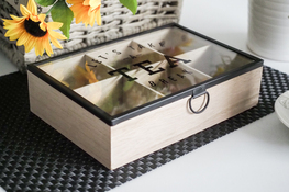 Pudełko drewniane na herbatę 24.3 x 16.7 x 6.3 cm