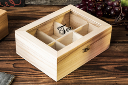Pudełko drewniane na herbatę 20.5 x 15.5 cm 