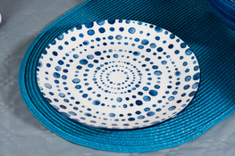 Talerz płytki porcelanowy 20 cm niebieskie kropki