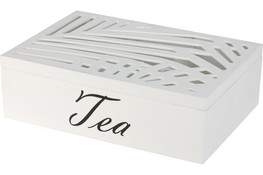 Pudełko drewniane na herbatę 24 x 16.5 cm biały