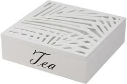 Pudełko drewniane na herbatę 24 x 24 cm biały