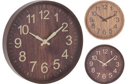 Zegar ścienny 30 cm imitacja drewna mix kolorów